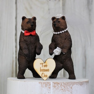 Bear Wedding Cake Topper, Animal Cake Topper, Woodland, Rustic, Grizzly, Bride, Groom, Wildlife