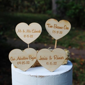 Personalized heart-Bride-Groom-Cake Topper-Wedding date