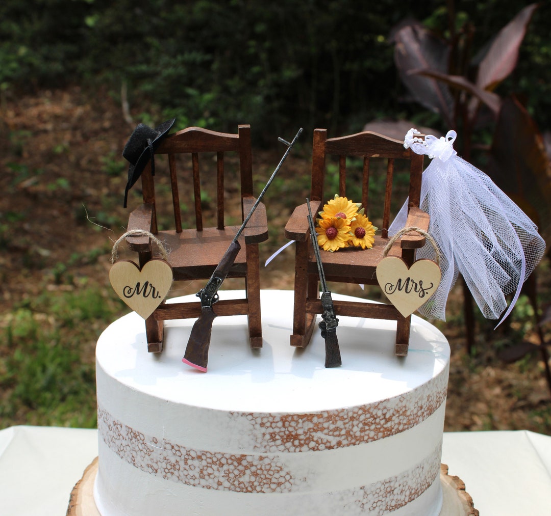 Hunting Wedding Cake Topper Gun Rifle Bride Groom Rocking Etsy