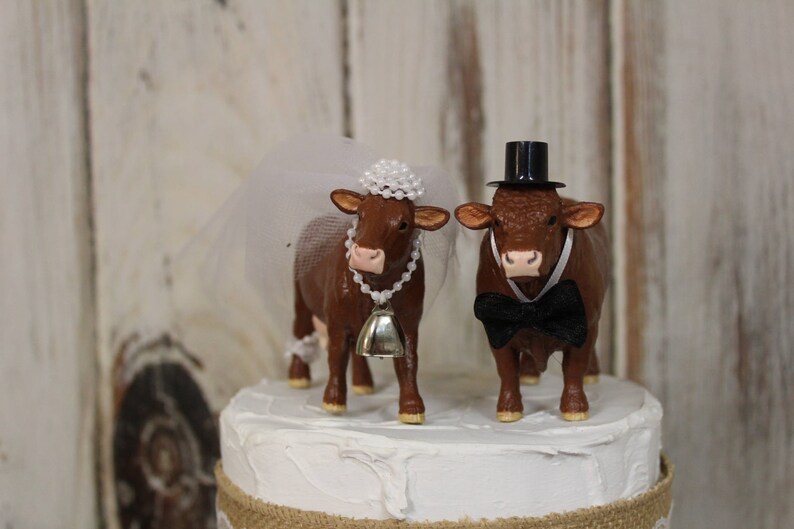 Cow Cake Topperanimal Wedding Cake Topperfarmred Angus Cow Etsy