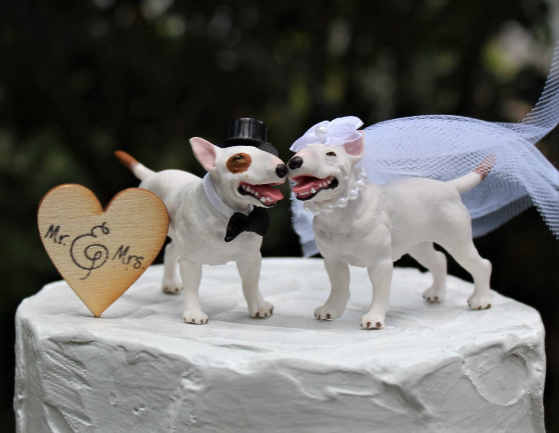 Bull Terrier Wedding Cake Topper Dog Cake Topper Grooms Cake Mans Best Friend Cake Topper Animal Cake Topper Etsy