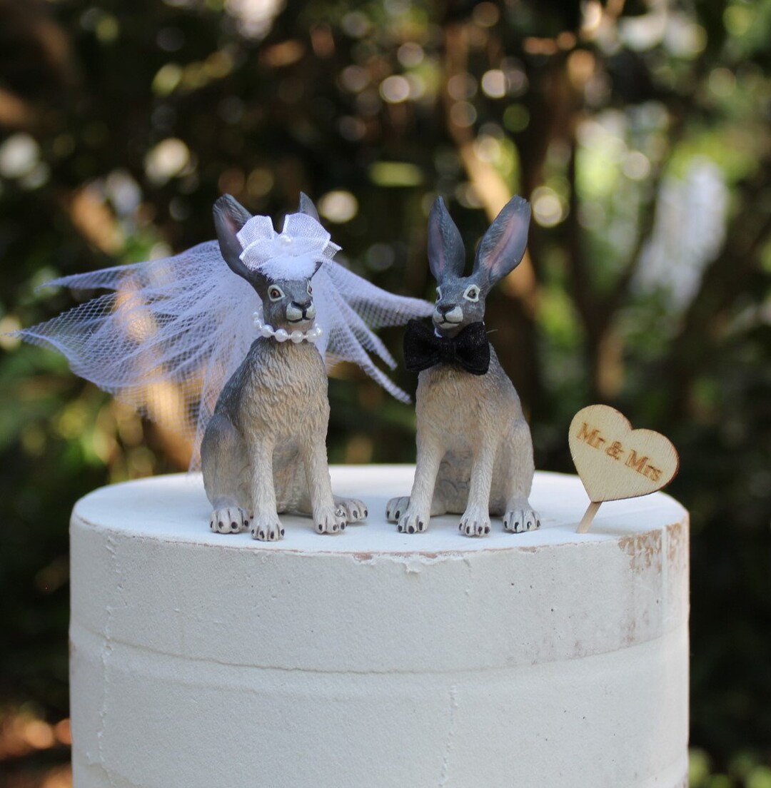 Wedding Toppers Rabbit Rabbit-hare-wedding-cake Topper-animal-unique-bride-groom-funny-bunny ...