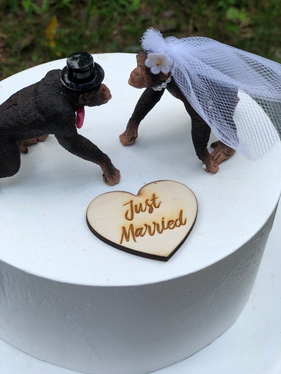 Chimpanzee-Monkey-Wedding-Cake Topper-Bride-Groom-Safari-Unique