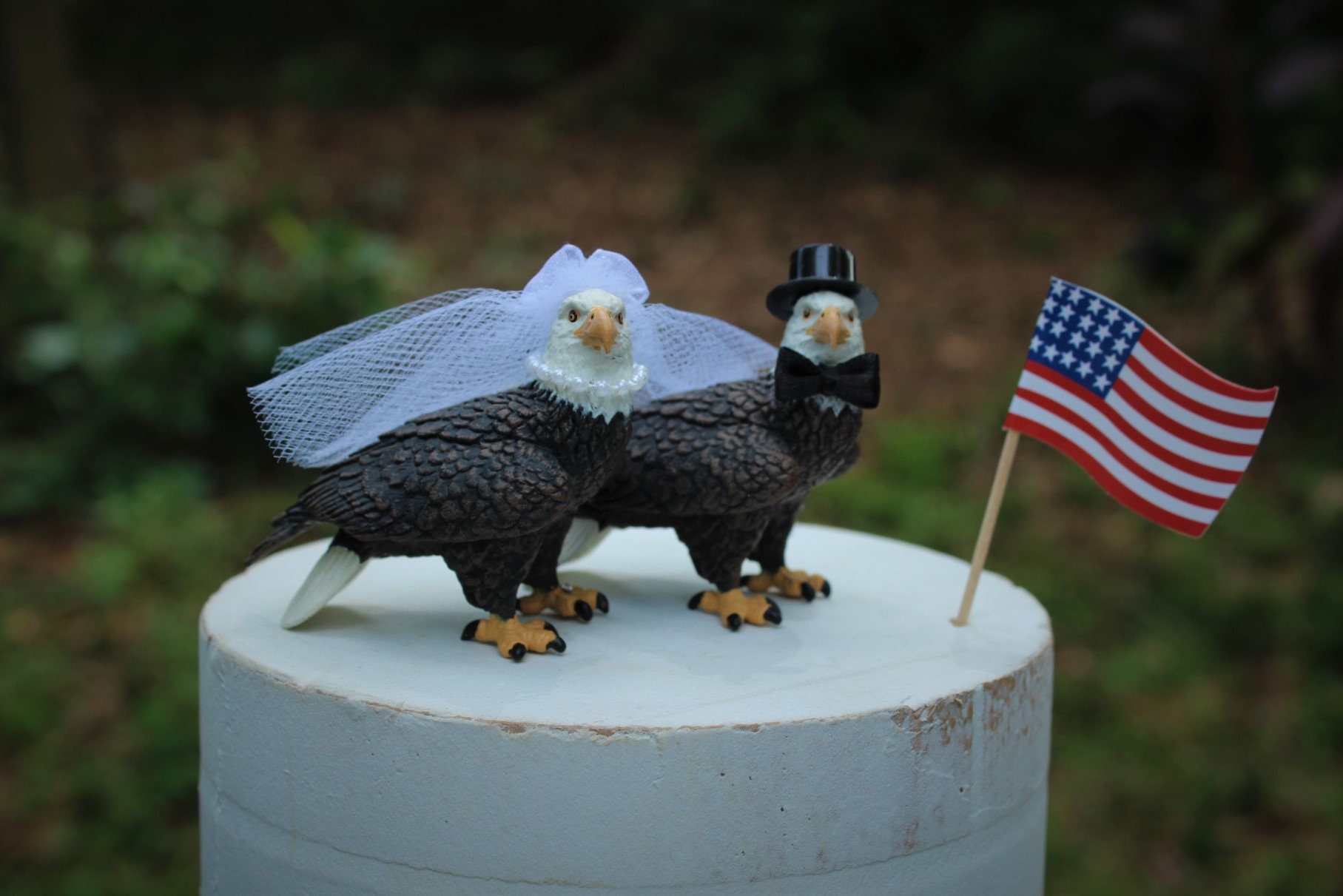 Weißkopfseeadler Tortenaufsatz – Goldener Glitzer, Kuchen-Deko Für Patriotische Geburtstagspartys