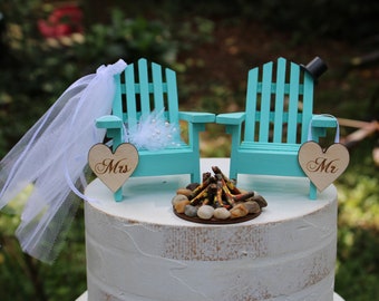 Beach Wedding Cake Topper, Adirondack Cake Topper, Beach Theme, Childs Adirondack Chair Cake Topper, His and Hers Cake Topper