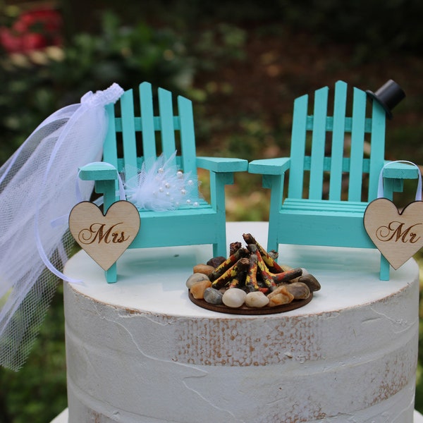 Beach Wedding Cake Topper, Adirondack Cake Topper, Beach Theme, Childs Adirondack Chair Cake Topper, His and Hers Cake Topper