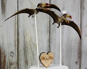 Pterosaur Cake Topper-Dinosaur-Wedding Cake Topper-Dinosaurs-Jurassic Park-Prehistoric-Bride-Groom-Funny