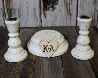 Unity Wedding Candle Holders,Unity Candle Holder Set, Bride and Groom Candle Holder, Wooden Handmade, Shabby Chic Candle Holders, Home Decor