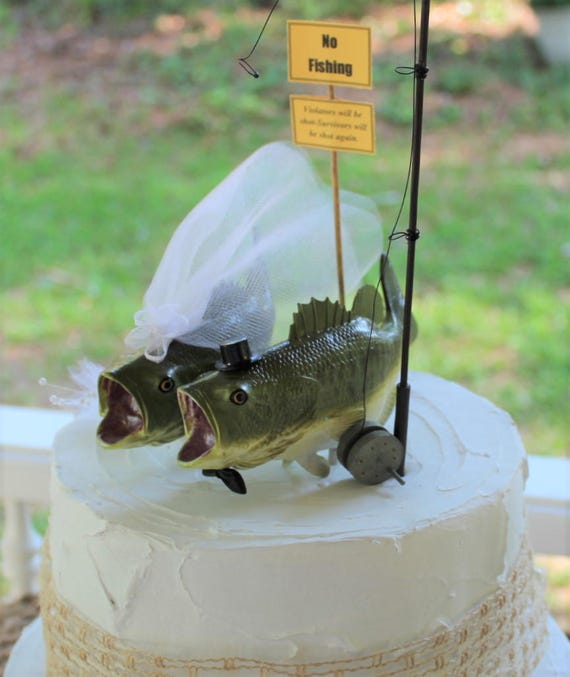 Bass, Fish, Wedding Cake Topper, Fishing Wedding Cake Topper,  Fisherman-large Mouth Bass-fisherman-fishing Pole-bride and Groom -   Canada