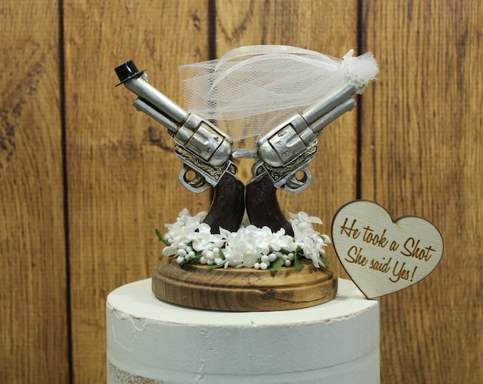 Pistol Cake Topper Gun Wedding Rustic Hunting Bride Etsy