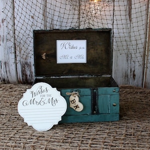 Caja de deseos de boda con tarjetas de notas, shabby Chic decoración de la boda, Shabby Chic Consejos o Caja de tarjetas