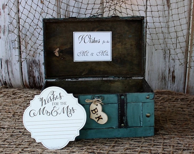 Wedding Wishes Box With Note Cards, Shabby Chic Wedding Decor, Shabby ...
