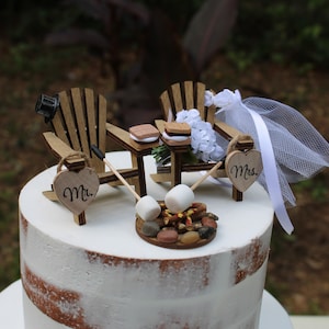 Beach-Wedding-Cake Topper-Destination Wedding-Adirondack Chairs-Bride-Groom-6 inch cake topper-