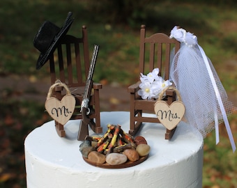 Decoración para tarta de caza, bodas, sillas, tarta de 15 cm, miniaturas para novios y mecedoras