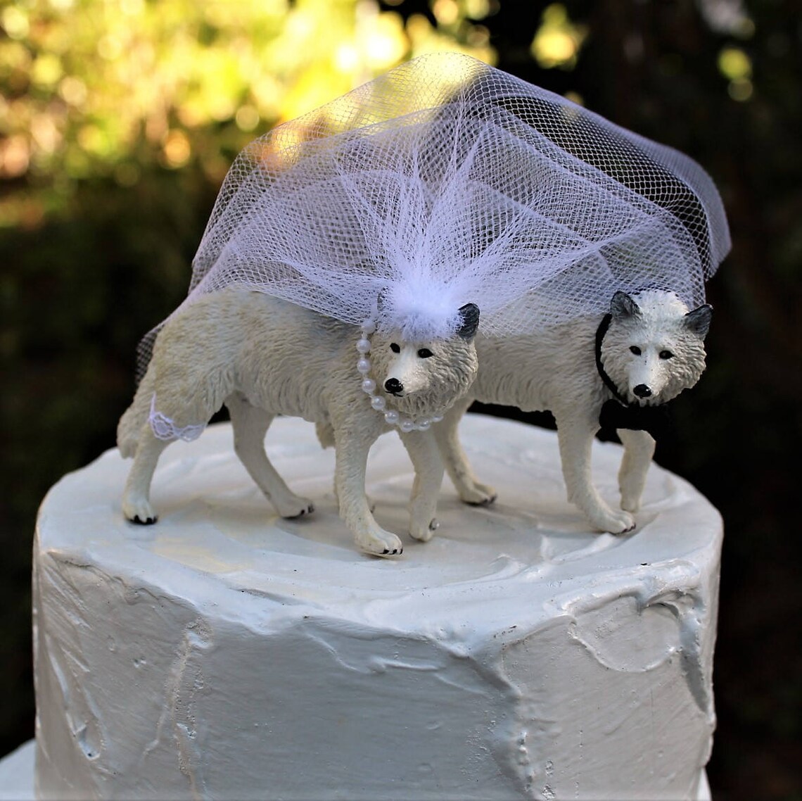White Wolf Wedding Cake Topper Animal Cake Topper Timberwolf Etsy