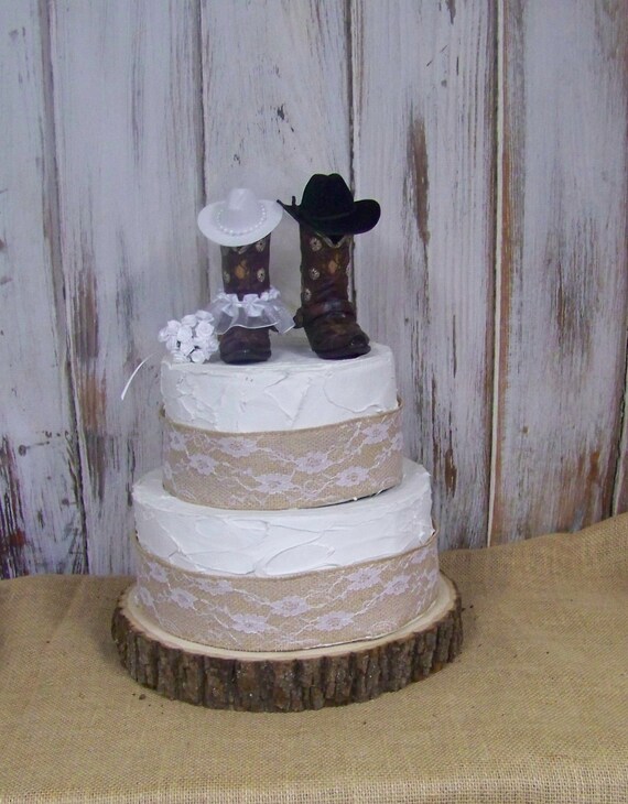Rustic Cake Topper Larger Bootshis And Her Western Cowboy Etsy