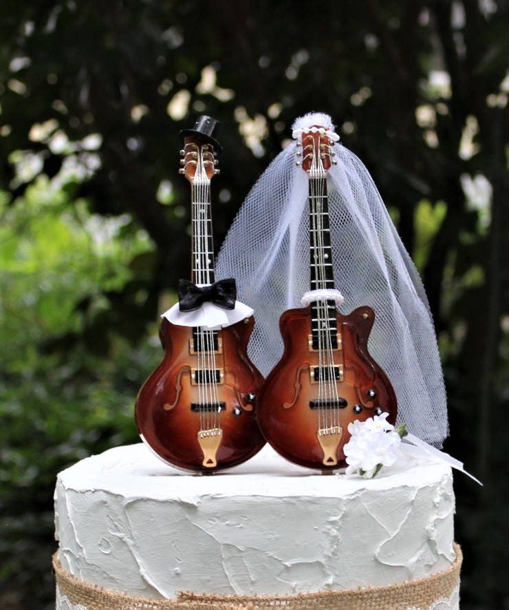 Gateau De Mariage De Guitare Topper Bride Groom Musical Cake Etsy France