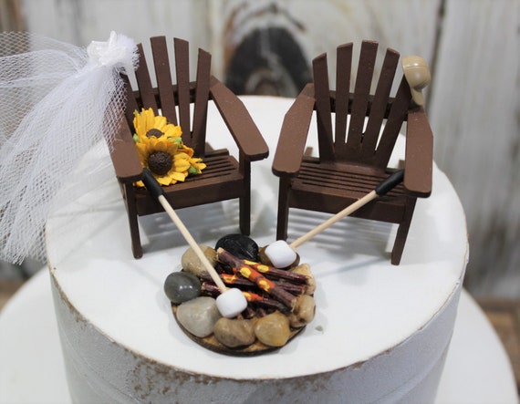 Wedding Cake Topper Camping Campfire Marshmallows | Etsy