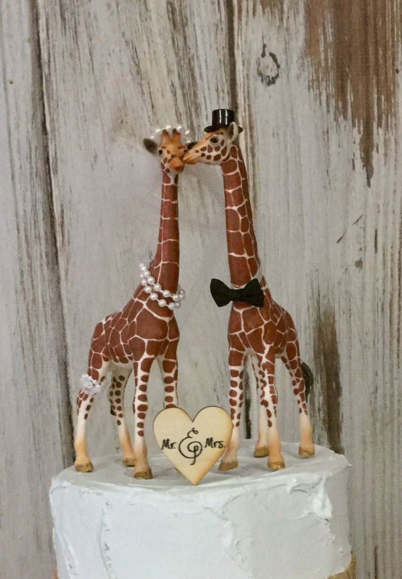 Giraffe Cake Topper, Giraffe Wedding Cake Topper, Animal Cake Topper, Animal Lover Cake Topper image 1