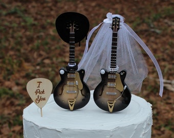 Guitare-électrique-mariage Cake Topper-CountryBride-Groom-Musical Cake Topper-Musicien-Unique