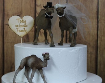 Camel Cake Topper, Family-Wedding-Animal-Bride-Groom-Desert-Unique-Funny-Camel-Child