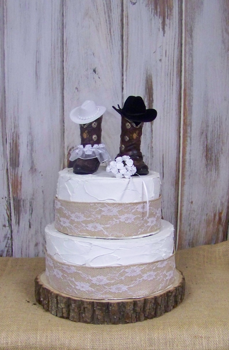 Rustic Cake Topper-larger Bootshis and Her Western Cowboy - Etsy