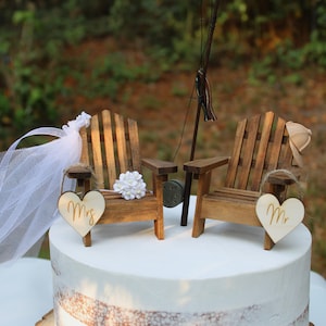 Fishing Couple in Boat Kissing Mr. and Mrs. Fishing Wedding Cake
