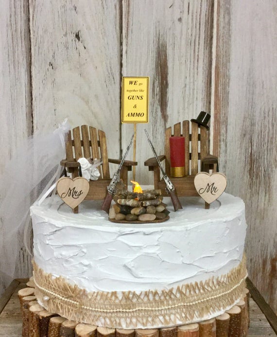 Deer Hunting Cake Topper, Deer Camp, Gun and Ammo, Grooms Cake