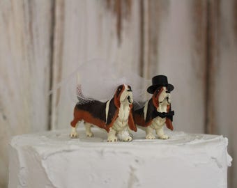 Basset Hound, Perro, Adorno para pastel de bodas, Pastel del novio, Novia, Novio, Animal, Divertido, Único