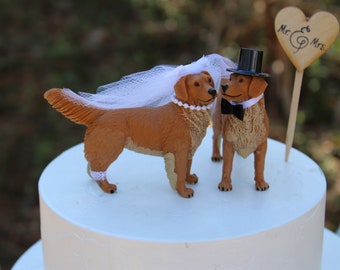 Golden Retriever-Dog-Bride-Groom-Wedding-Animal-Cake Topper-4 inch-6 inch-unique- Groom's cake topper