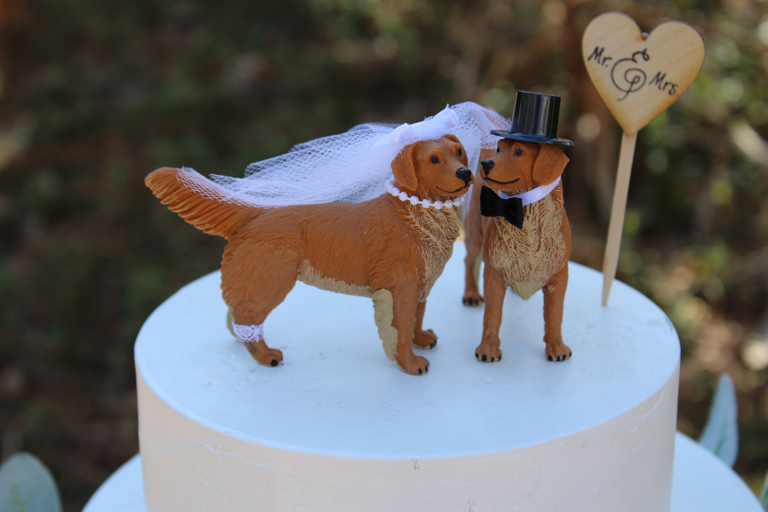 Fishing Hunting Wedding Cake Topper Dog Funny Decoration Mr & Mrs