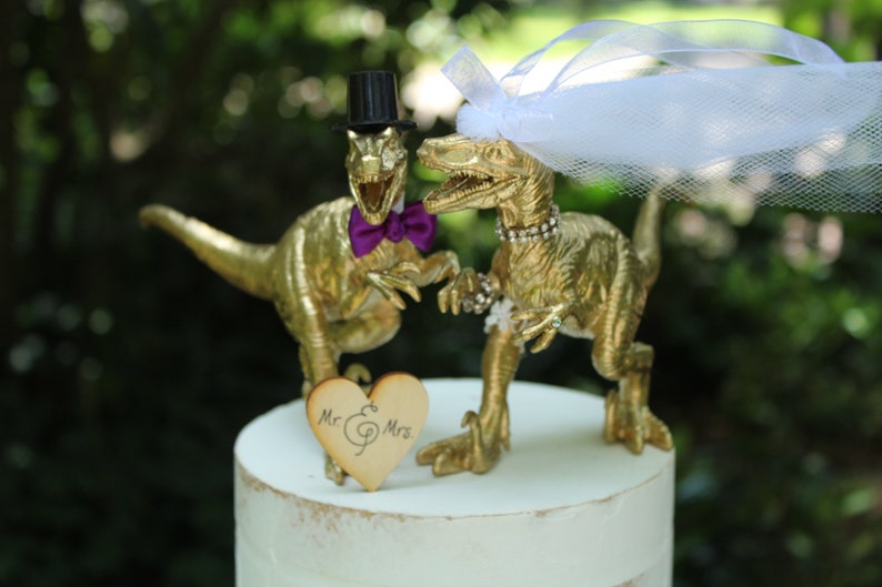 Dinosaur Wedding Cake Topper Velociraptor Cake Topper Etsy