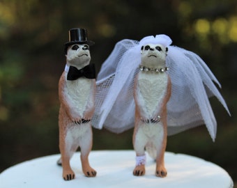 Meerkat Wedding Cake Topper-Zoo-Animal-Mongoose-Cat-Bride-Groom-Africa-Unique-Funny-Monkey Like