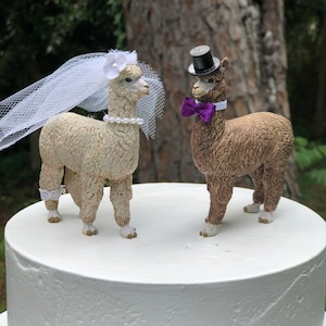 Llama, Wedding, Cake Topper, Unique, Animal, Farm, Bride, Groom