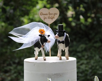 Holstein-Cow-Bull-Wedding-Cake topper-farm-country wedding-Holstein Cake Topper-Unique-Rancher