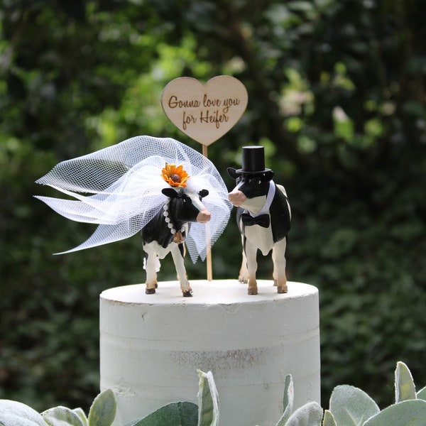 Holstein-Cow-Bull-Wedding-Cake topper-farm-country wedding-Holstein Cake Topper-Unique-Rancher