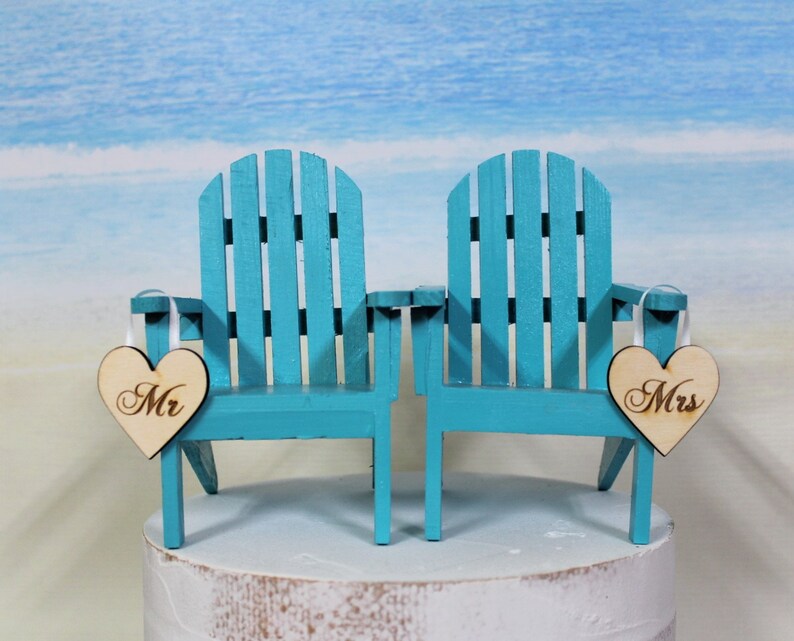 Beach Wedding Cake Topper Adirondack Chair Destination Bride And Groom Bouquet Nautical