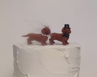 Dachshund Wedding Cake Topper, Animal Cake Topper, Dog Lover Cake Topper