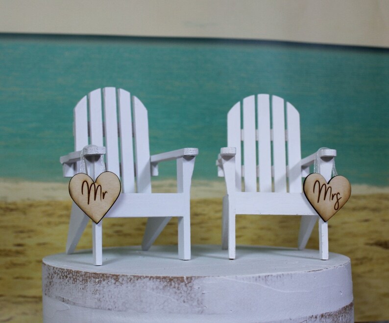 Beach Wedding Cake Topper Adirondack Chair Destination Bride And Groom Bouquet Nautical