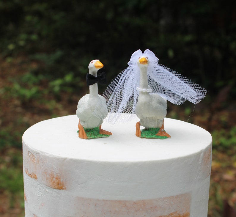 Goose-Wedding-Cake Topper-Bride-Groom-Farm-Animal-Funny-Unique-Barn-Mr-Mrs-Rustic-Funny