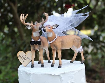 Deer Wedding Cake Topper, Hunting Wedding Cake Topper, Buck and Doe Cake Topper, Bride and Groom Cake Topper Wedding Cake, Wedding Decor,