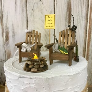 Wedding Reception Party ~ Country Western Hunter Adirondack Chairs Cake Topper