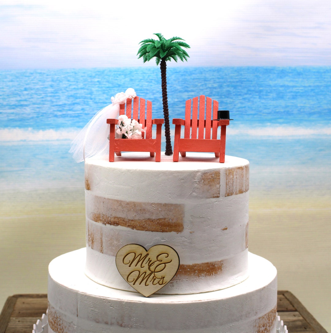 Bech Topper Beach-wedding-cake Topper-destination Wedding-adirondack Chairs-bride ...