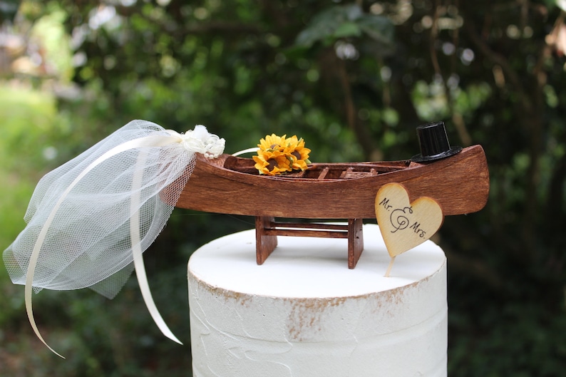 Wedding Cake Topper Boatkayakbride and Groomgrooms Cake Etsy