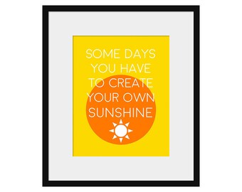 Printable Art, Instant Digital Download, Sunshine Print, Inspirational Quote, Typography Print, Modern Wall Art, Minimalist Home Decor, Sun