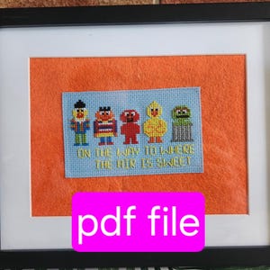 1980's Sesame Steet, Bert, Ernie, Elmo, Big bird, Oscar ,simple Easy cross stitch pdf pattern, dmc chart, handmade in Australia