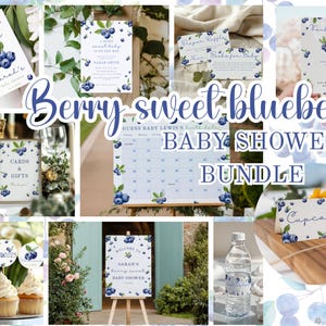 Blueberry Baby Shower Berry Sweet Bundle, Editable Berry Sweet Bundle, Blueberry Baby Shower Invitation Sign, Berry Sweet Baby on the Way