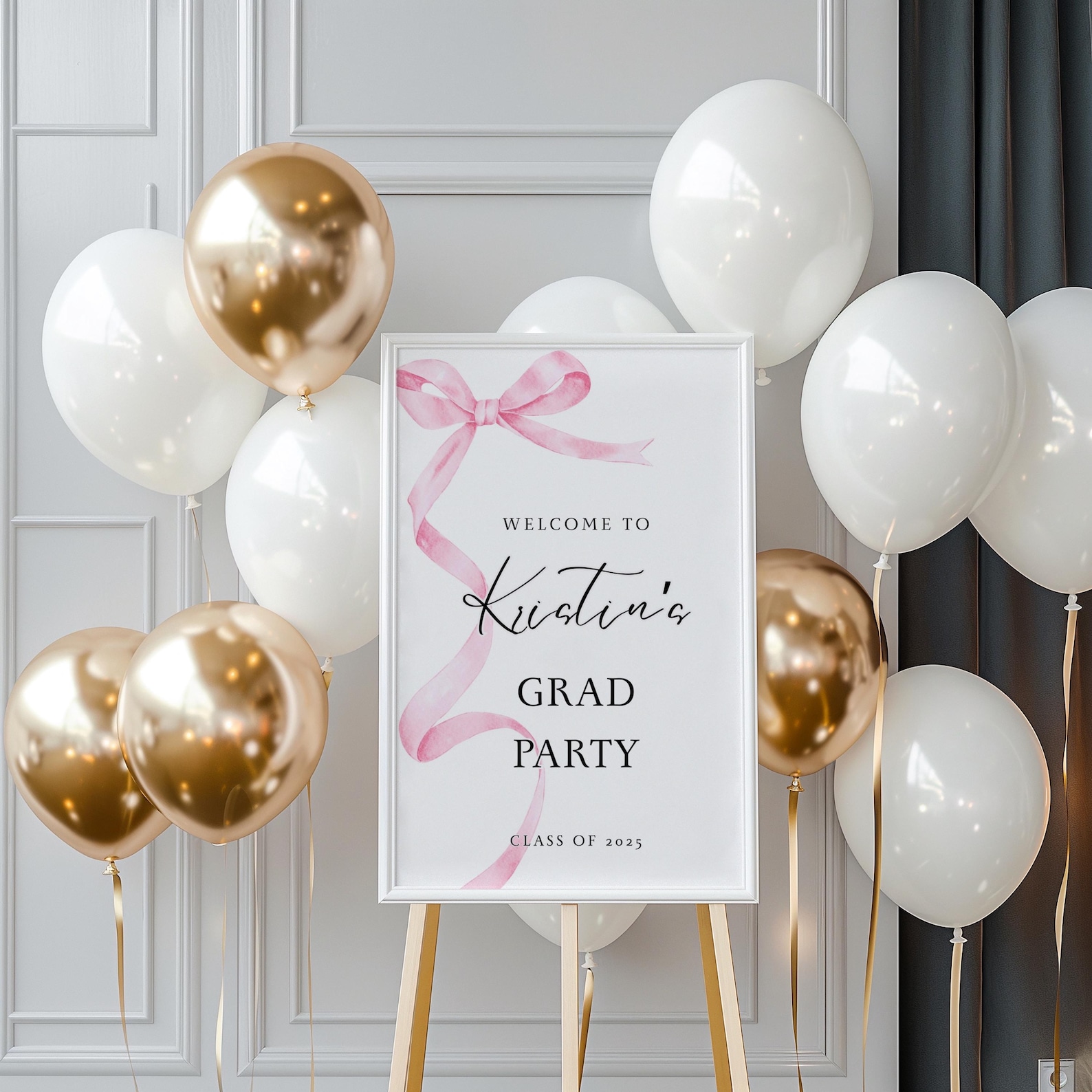 Pink Ribbon Graduation Welcome Sign: Class of 2025 (digital Template ...