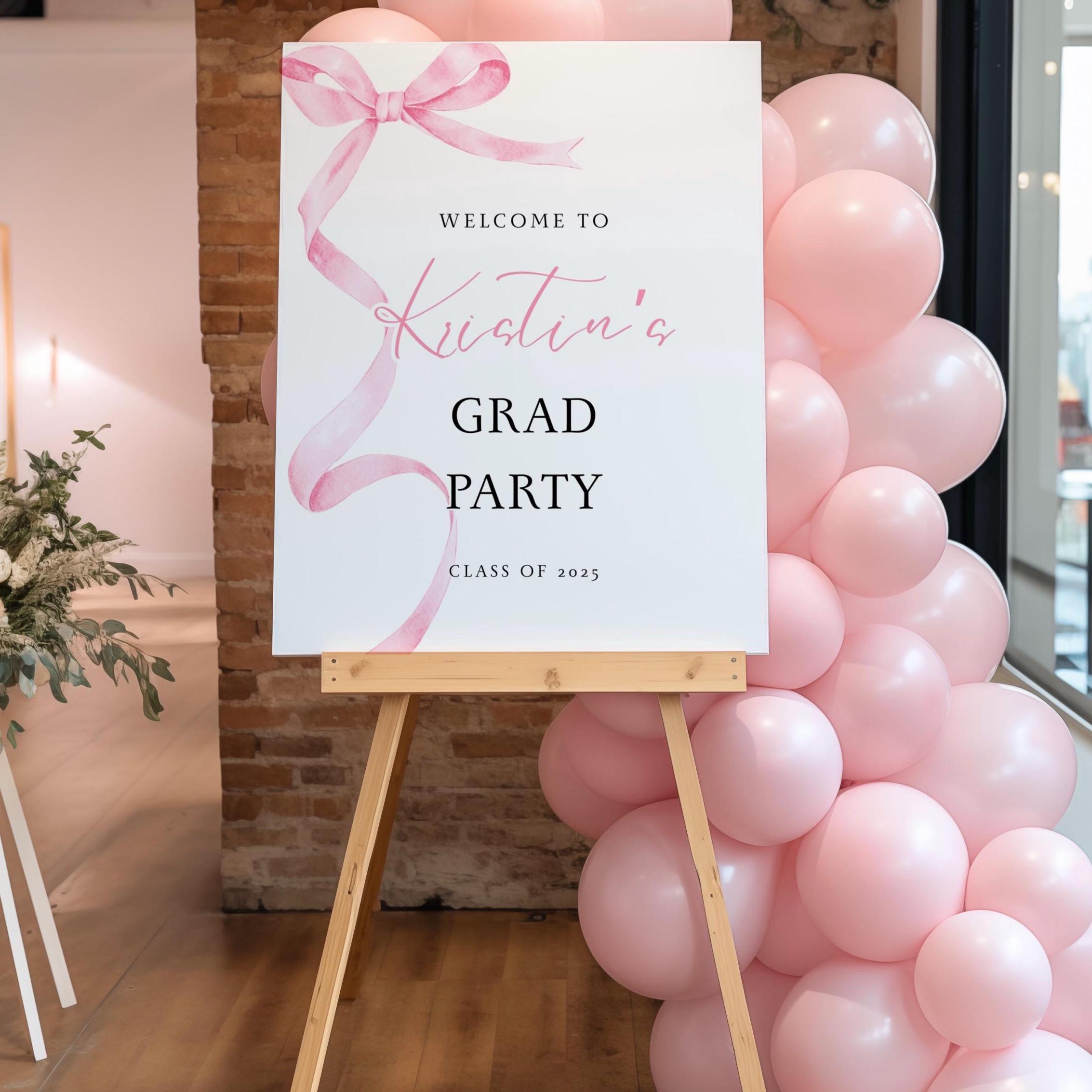 Pink Ribbon Graduation Welcome Sign: Class of 2025 (digital Template ...