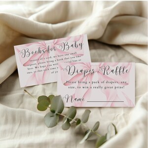 Invitación para baby shower con diseño de coqueta rosa ruborizado: elegante diseño de lazo (descarga digital) imagen 7